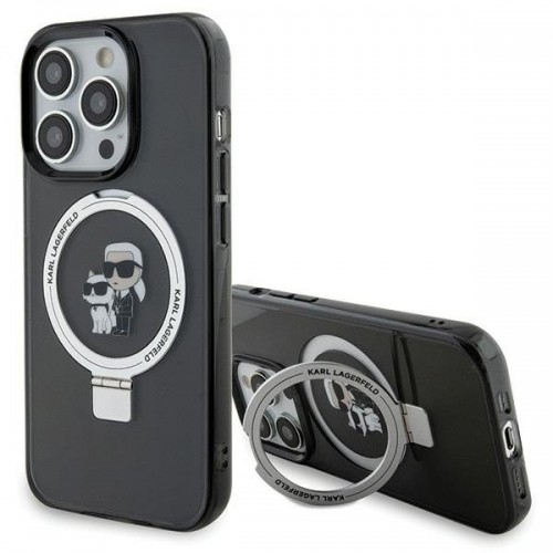 Karl Lagerfeld Ring Stand Karl&Choupettte MagSafe Back Case Aizsargapvalks Priekš Apple iPhone 15 Pro image 1