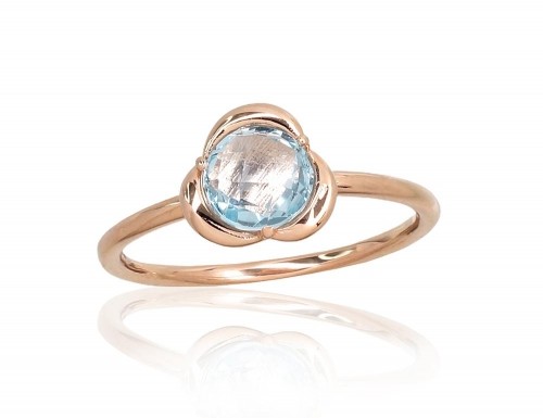 Золотое кольцо #1101008(Au-R)_TZLB, Красное Золото 585°, Небесно-голубой топаз, Размер: 18, 2.02 гр. image 1