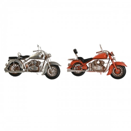 Dekoratīvās figūriņas Home ESPRIT Motocikls Pelēks Oranžs Vintage 27 x 11 x 15 cm (2 gb.) image 1