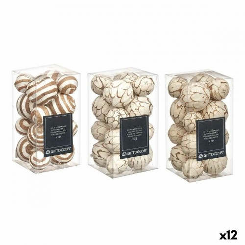 Gift Decor Set of Decorative Balls Коричневый Белый (12 штук) image 1