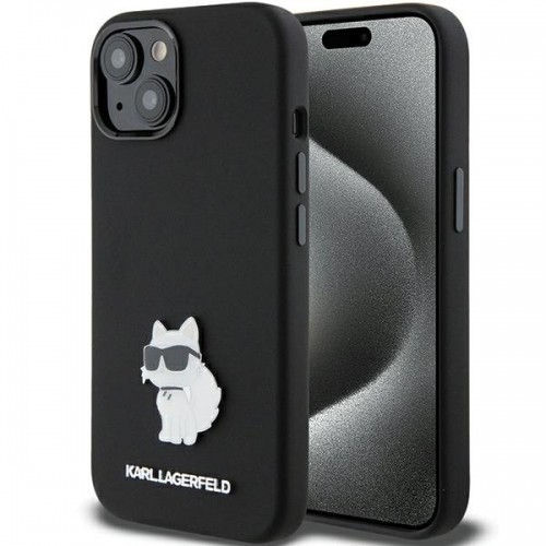 Karl Lagerfeld KLHCP15MSMHCNPK iPhone 15 Plus 6.7" czarny|black Silicone Choupette Metal Pin image 1