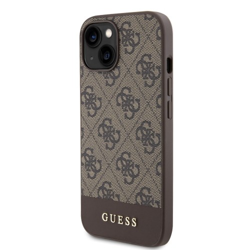 Guess PU 4G Stripe MagSafe Case for iPhone 15 Brown image 1