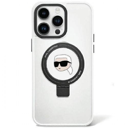 Original Pouch KARL LAGERFELD Ring Stand Karl Head MagSafe KLHMP15LHMRSKHH for Iphone 15 Pro White image 1