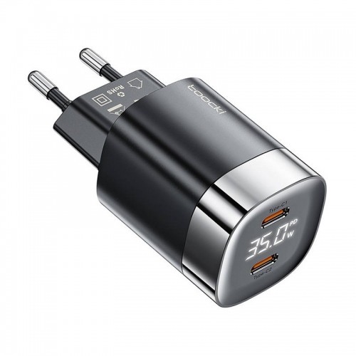 Зарядное устройство Toocki 2x USB-C, GaN 35 Вт (черный) image 1