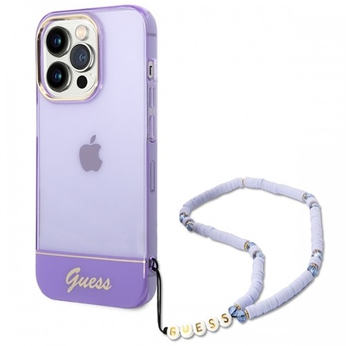 Guess GUHCP14LHGCOHU iPhone 14 Pro 6,1" fioletowy|purple hardcase Translucent Pearl Strap image 1