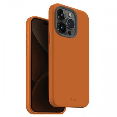 UNIQ etui Lino Hue iPhone 15 Pro 6.1" Magclick Charging pomarańczowy|sunset orange image 1