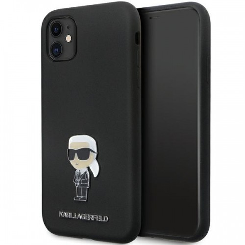Karl Lagerfeld KLHCN61SMHKNPK iPhone 11 | Xr 6.1" czarny|black Silicone Ikonik Metal Pin image 1