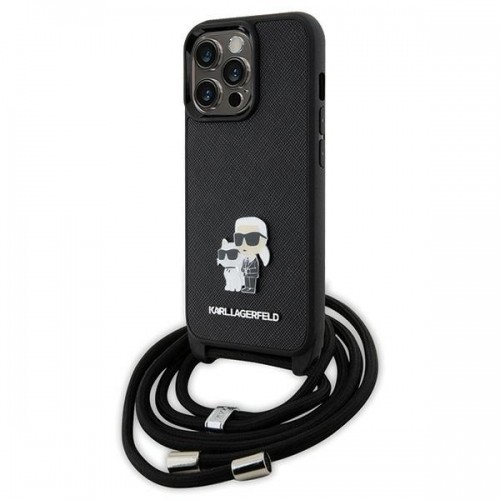 Karl Lagerfeld KLHCP13LSAKCPSK iPhone 13 Pro | 13 6.1" hardcase czarny|black Crossbody Saffiano Metal Pin Karl & Choupette image 1