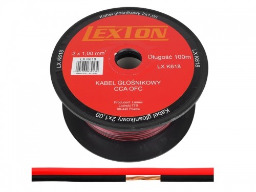 Lexton Skaļruņu kabelis 2 x 1,00 CCA, melns un sarkans. image 1