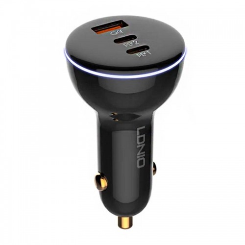 LDNIO C102 Car Charger, USB + 2x USB-C, 160W + USB-C to USB-C Cable (Black) image 1