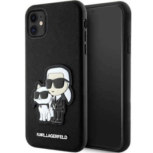 Karl Lagerfeld PU Saffiano Karl and Choupette NFT Case for iPhone 11 Black image 1