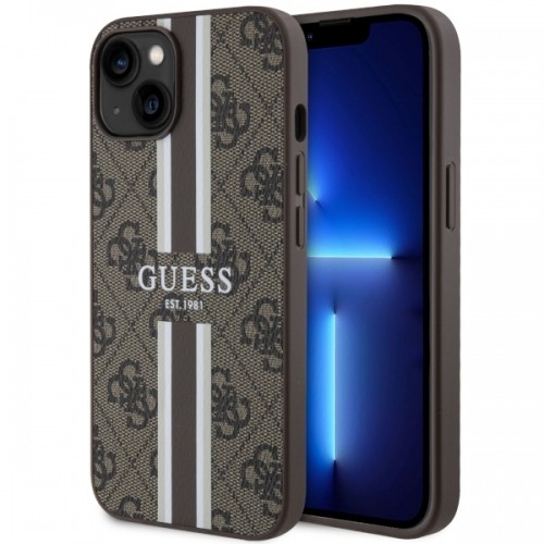 Guess GUHMP14SP4RPSW iPhone 14 6,1" brązowy|brown hardcase 4G Printed Stripes MagSafe image 1