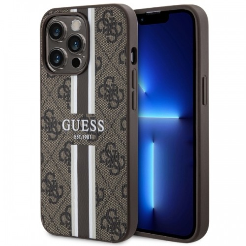 Guess GUHMP13XP4RPSW iPhone 13 Pro Max 6.7" brązowy|brown hardcase 4G Printed Stripes MagSafe image 1