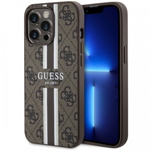 Guess GUHMP13LP4RPSW iPhone 13 Pro | 13 6.1" brązowy|brown hardcase 4G Printed Stripes MagSafe image 1