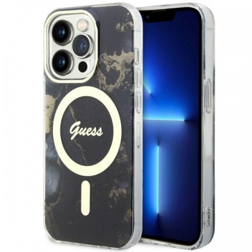 Guess GUHMP14XHTMRSK iPhone 14 Pro Max 6.7" czarny|black hardcase Golden Marble MagSafe image 1