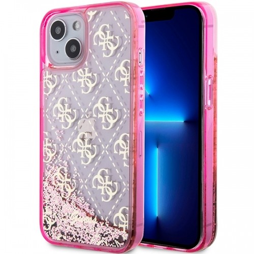Guess GUHCP14SLC4PSGP iPhone 14 6.1" różowy|pink hardcase Liquid Glitter 4G Transculent image 1