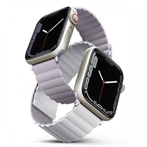 UNIQ pasek Revix Apple Watch Series 4|5|6|7|8|SE|SE2|Ultra 42|44|45|49mm. Reversible Magnetic lilak-biały|lilac-white image 1