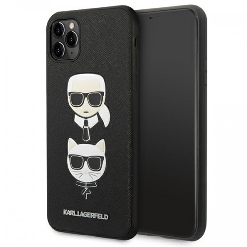Karl Lagerfeld KLHCN65SAKICKCBK iPhone 11 Pro Max 6,5" czarny|black hardcase Saffiano Karl&Choupette Head image 1