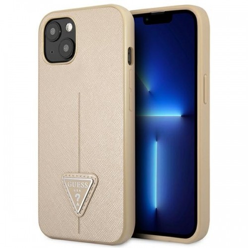 Guess GUHCP14SPSATLE iPhone 14 6,1" beżowy|beige hardcase SaffianoTriangle Logo image 1