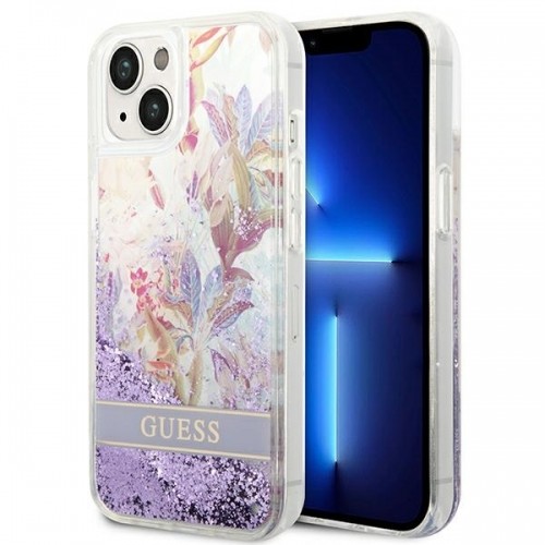Guess GUHCP14MLFLSU iPhone 14 Plus 6,7" fioletowy|purple hardcase Flower Liquid Glitter image 1