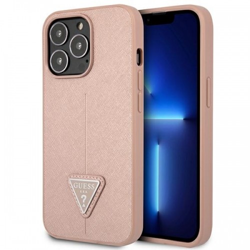 Guess GUHCP14LPSATLP iPhone 14 Pro 6,1" różowy|pink hardcase SaffianoTriangle Logo image 1