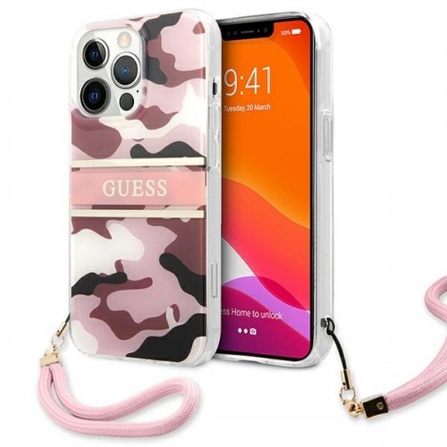 Guess GUHCP13XKCABPI iPhone 13 Pro Max 6,7" różowy|pink hardcase Camo Strap Collection image 1