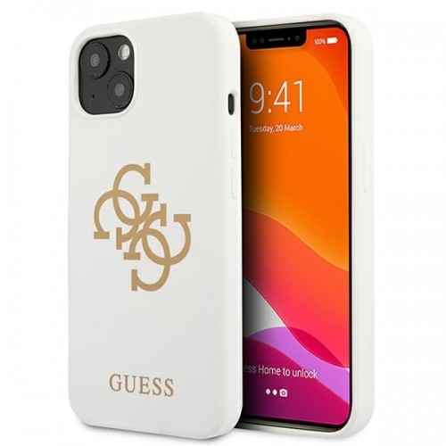 Guess GUHCP13SLS4GGWH iPhone 13 mini 5,4" biały|white hard case Silicone 4G Logo image 1