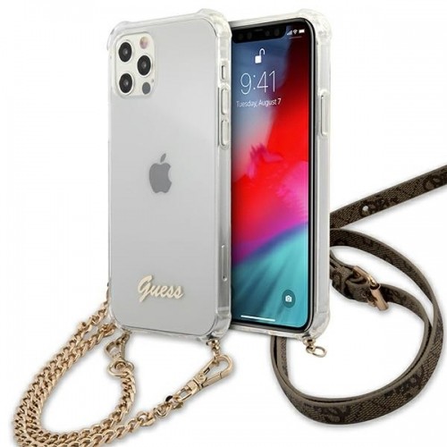 Guess GUHCP12MKC4GSGO iPhone 12|12 Pro 6,1" Transparent hardcase 4G Gold Chain image 1
