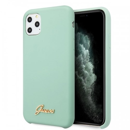 Guess GUHCN65LSLMGG iPhone 11 Pro Max zielony|green hard case Silicone Vintage Gold Logo image 1