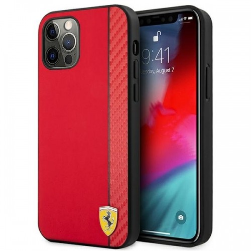 Ferrari FESAXHCP12MRE iPhone 12|12 Pro 6,1" czerwony|red hardcase On Track Carbon Stripe image 1