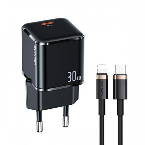 USAMS Ład. siec. 1xUSB-C T45 30W PD3.0 Fast Charging +kabel U63 USB-C|Lightning czarny|black UXTZH01 (USAMS-UX) image 1