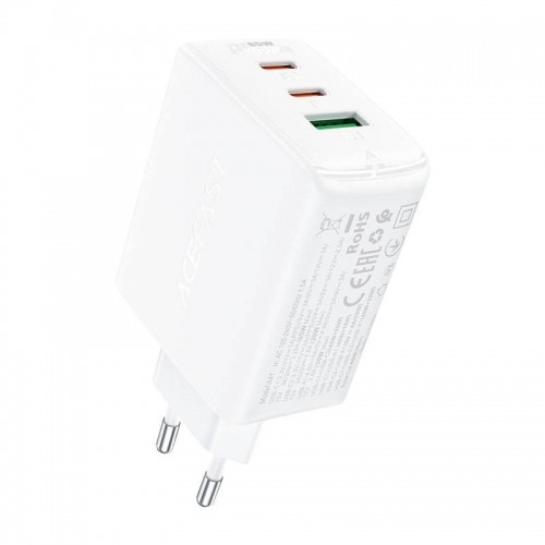 Acefast A41 wall charger, 2x USB-C + USB, GaN 65W (white) image 1