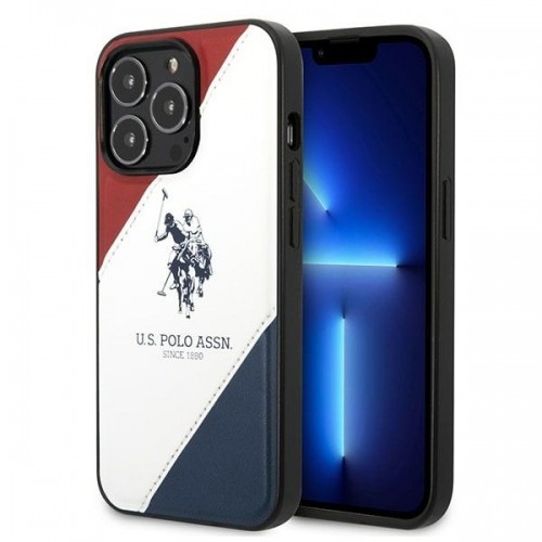 U.s. Polo Assn. U.S. Polo PU Leather Double Horse Case for iPhone 14 Pro Red|White|Navy image 1