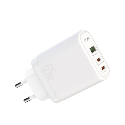 XO wall charger CE04 PD 65W 2x USB-C 1x USB white image 1
