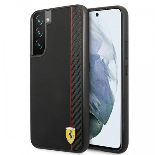 Ferrari Smooth and Carbon Effect Hard Case for Samsung Galaxy S22+ Black image 1
