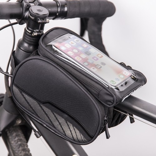 OEM Waterproof bicycle frame bag with a removable phone case black image 1
