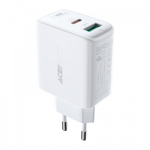 Acefast wall charger USB Type C | USB 32W, PPS, PD, QC 3.0, AFC, FCP white (A5 white) image 1
