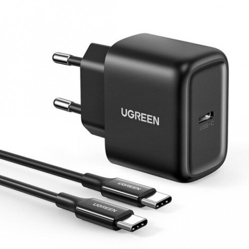 Ugreen USB travel wall charger Type C 25W Power Delivery + USB Cable Type C 2M black (50581) image 1