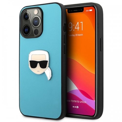 KLHCP13XPKMB Karl Lagerfeld PU Leather Karl Head Case for iPhone 13 Pro Max Blue image 1
