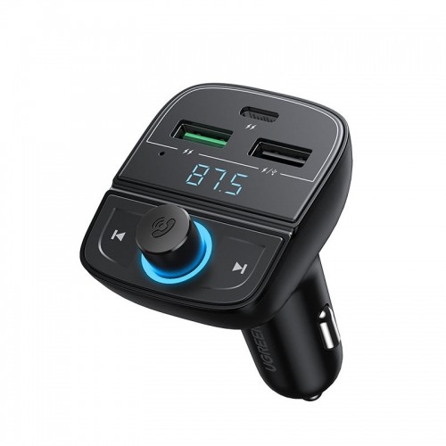 Ugreen FM raidītājs Bluetooth 5.0 auto lādētājs MP3 3x USB TF micro SD 4,8 A melns (CD229) image 1