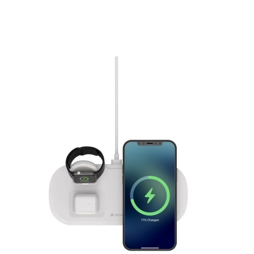 Devia 3 vienā bezvadu lādētājs iPhone | Airpods | Apple Watch 5V | 2A | 15W | + USB-C kabelis | balts image 1