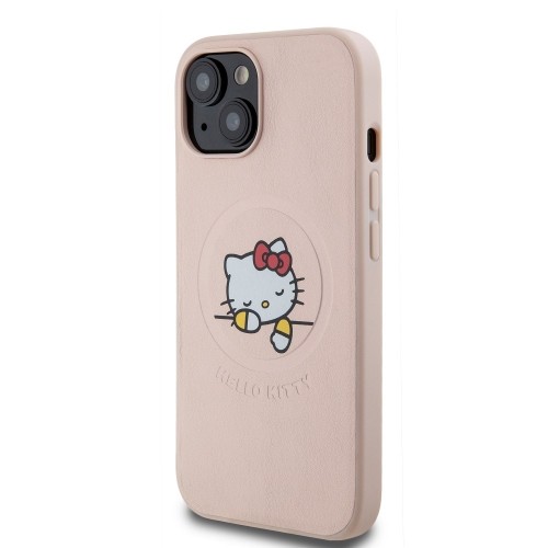 Hello Kitty PU Kitty Asleep Logo MagSafe Case for iPhone 15 Pink image 1