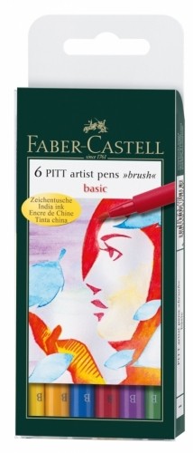 Flomāsteri ar otas uzgali Faber-Castell Pitt Artist Pen, 6 gab/iep. image 1