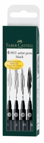 Ручка-кисть Faber-Castell Pitt Artist Pen S,F,M, кисть 4шт в комплекте, черный image 1