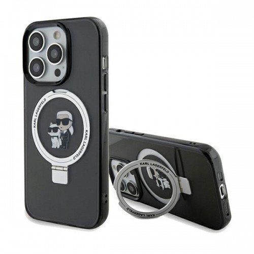 Karl Lagerfeld KLHMP14LHMRSKCK iPhone 14 Pro 6.1" czarny|black hardcase Ring Stand Karl&Choupettte MagSafe image 1
