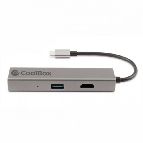 USB Centrmezgls CoolBox Hub miniDOCK4 USB-C Pelēks image 1