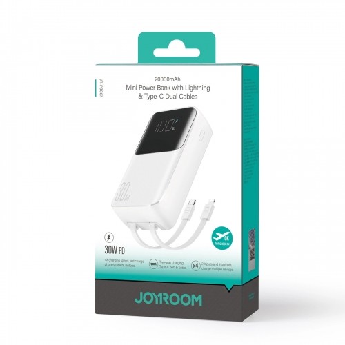 Mini power bank with built-in cables Joyroom JR-PBC07 20000mAh 30W - white image 1