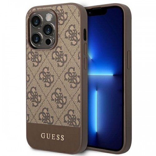 Guess 4G Stripe Case for iPhone 14 Pro Brown image 1