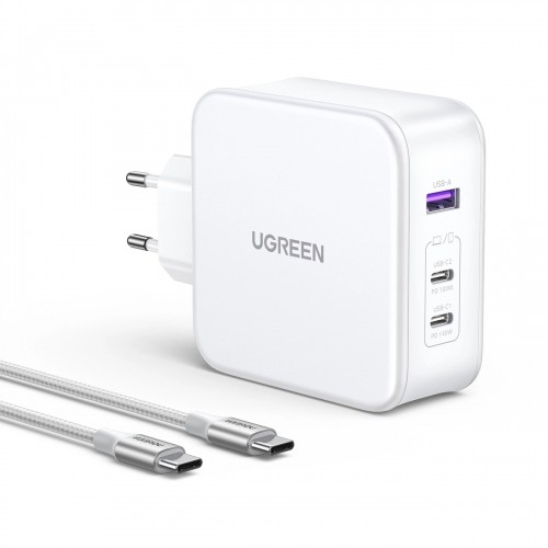 Ugreen Nexode CD289 GaN network charger USB-A|2xUSB-C 140W + USB-C - USB-C cable 1.5m - white image 1