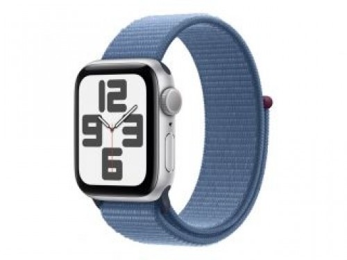 Apple  
         
       Watch SE GPS 40mm Silver Aluminium Case with Winter Blue Sport Loop image 1